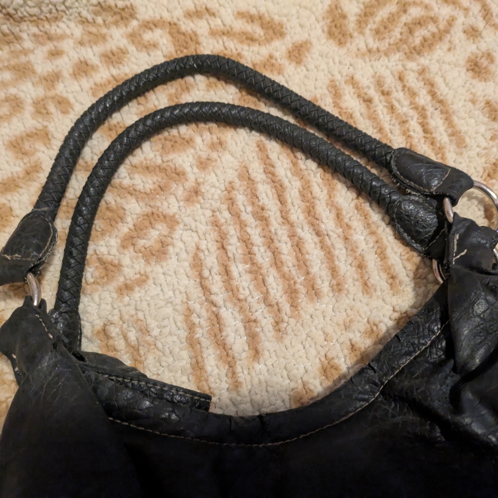 Y2K Reflections Black Faux Leather Slouch Hobo Bag – Shoulder Purse - Picture 6 of 7
